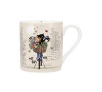 KIUB Mug porcelaine - motif chats amoureux se promenant à vélo - hauteur 8CM - contenance 280ML - coffret cadeau