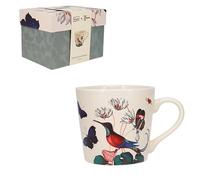KIUB : Mug Xl Conique 430ml + Boite Cadeaux Encyclopedia Fleurs Oiseau Vert
