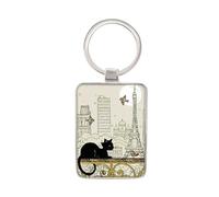 KIUB Porte clef avec des chats - Chat Oiseaux Paris Tour Eiffel - collection BUG ART