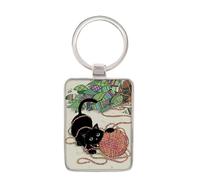 KIUB Porte Clef avec des Chats - Chaton Jouant avec Une pelote de Laine - Collection Bug Art