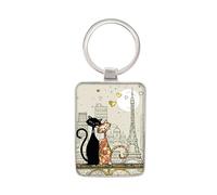 KIUB Porte clef avec des chats - Chats Amoureux Paris Tour Eiffel - collection BUG ART