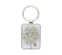 KIUB Porte clef avec des plantes et des animaux - motif arbre avec des oiseaux heureux - collection PORTFOLIO