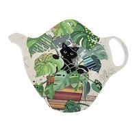 KIUB - Repose sachet de thé ovale en mélamine, Vert et Brun, Support pour sachet de thé
