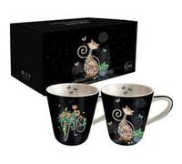 KIUB Set expresso 2 tasses Les chats de AMYS BUG JEWELS - Hauteur 7.3 cm - Diamètre 6.7 cm NOIR G