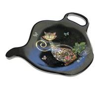 KIUB Soucoupe pour sachet de thé en mélamine Chat Papillons - 7.4 x 9.5 cm NOIR G