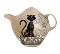 KIUB Soucoupe pour sachet de thé en mélamine chat sur coussin fleuri - 7.4 x 9.5 BEIGE G