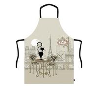 KIUB Tablier de cuisine Paris Tour Eiffel avec un chat au restaurant - réglable et en boite cadeau