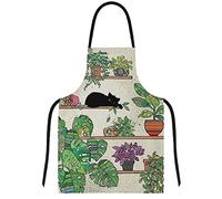 kiub Tablier de cuisine réglable - motif chat noir et plantes