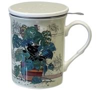 Tisanière chaton et monstera avec infuseur - Hauteur 11 cm - Diamètre 8.5 cm