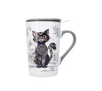 Kiub - Tisanière en porcelaine avec Infuseur 420ml en Boite Cadeau Kook Chat Noir - KIUB