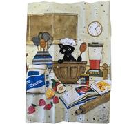 KIUB Torchon de Cuisine en Coton avec des Chats - Motif Chat Patissier en Action dans sa Cuisine - Taille 50 * 70 CM