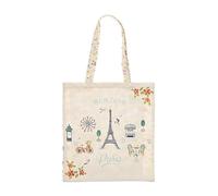 KIUB Totebag en coton renforcé - motif Paris Tour Eiffel et ambiance parisienne (restaurants, promenades...) - dimensions 40 * 37CM (16 * 15 inches)