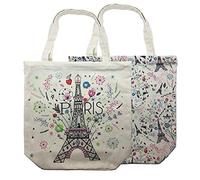 KIUB Totebag Paris Tour Eiffel - modèle Tour Eiffel en fleurs - coton de très bonne qualité et avec un ZIP