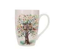 KIUB Très grand mug porcelaine arrondi - motif couple de chouettes dans un grand arbre - hauteur 13CM - contenance 445ML - boite assortie