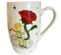 KIUB Très grand mug porcelaine arrondi - motif Petit Prince assis près de sa rose si importante pour lui- hauteur 12CM - contenance 490ML - boite assortie