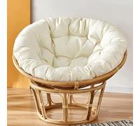 KIUGOP Coussin pour fauteuil papasan, rond, blanc, 130 x 130 cm