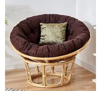KIUGOP Coussin Pour Fauteuil Papasan Rond, Housse De Coussin Pour Fauteuil Suspendu En Polyrotin, Rembourrage En Coton Haute Densité, Tissu Résistant Aux UV Et Déperlant, Marron, 100 X 100 Cm