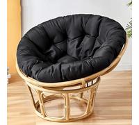 KIUGOP Coussin pour fauteuil papasan, rond, rembourré, pour fauteuil papasan, en polyrotin, fauteuil suspendu, coussin de chaise papasan, noir, 120 x 120 cm