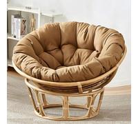 KIUGOP Coussin pour fauteuil papasan, rond, rembourré, pour fauteuil papasan, en polyrotin, fauteuil suspendu, coussin de chaise papasan, marron clair, 130 x 130 cm