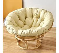 KIUGOP Coussin pour fauteuil papasan, rond, rembourré, pour fauteuil papasan, en polyrotin, fauteuil suspendu, coussin de chaise papasan, beige, 130 x 130 cm