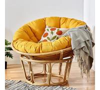 KIUGOP Coussin pour fauteuil papasan, rond, rembourré, pour fauteuil papasan, en polyrotin, fauteuil suspendu, coussin de chaise papasan, jaune, 120 x 120 cm