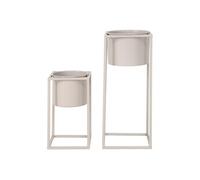 KIUH - Lot de 2 Cache-Pots sur Pieds Métal Greige - HOUSE_NORDIC