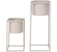 KIUH - Lot de 2 Cache-Pots sur Pieds Métal Greige - Altobuy