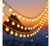 Kiuiom 10M 100 LEDs Guirlande Lumineuse Sphérique à LED,LED Globe Guirlande Lumineuse avec 5 Crochets,Alimenté par Batterie,Blanc Chaud,Idéale pour Chambre à Coucher,Sapin de Noël,Fête de Jardin