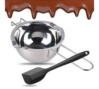 Kiuiom Bol de Bain d'Eau en Acier Inoxydable, Creuset pour Bain-Marie, Pot de Fusion pour Bain-Marie, 600ml avec un Spatule Bol à Fondre pour Bain-Marie Chaudières Universelles en Acier Inoxydable