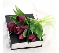 Kiuiom Botanic-Haus Lot de 7 tulipes artificielles - Bouquet de tulipes artificielles - Toucher réel - Décoration printanière - Pour fête des mères, mariage, fête nuptiale - Violet