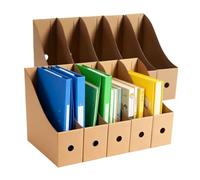 Kiuiom Carton Kraft Porte Revues,Porte Revue Bureau,Boîte de Rangement de Documents de Papeterie,Solide Porte-Revues,Idéal pour Ranger Livres et Magazines à La Maison,Au Bureau et À L'école,10 Pièces