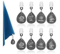 Kiuiom Pince avec Poids pour Nappe en Forme de Gouttelette,Marbre Naturel de Poids Nappe de Table Exterieur,Pendentif Nappe pour Fête,Maison,Mariage,Camping,Décoration de Table,8 pièces