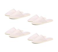 Kiuiom Slippers Hotel,Chausson Invites,SPA Pantoufles 4 Paires Pantoufles Hôtel en Peluche Pantoufle Intérieur Légères pour Femmes et Hommes pour Hôtels Spa Maison Voyage (4PC Beige)