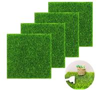 Kiuiom Tapis De Pelouse Verte Artificielle,Mini Simulation Gazons,Artificiel Miniature Herbe,Pelouse Verte Artificielle, 4 PC Miniature Décorative Mousse pour Maison Micro-Paysage (15 × 15CM)
