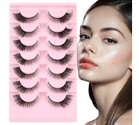 Kiusatig - Lot de 10 paires de faux cils russes - Courbure D - Réutilisables - Hybrides - Aspect naturel