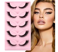 Kiusatig - Lot de 10 paires de faux cils russes - Courbure D - Réutilisables - Hybrides - Aspect naturel