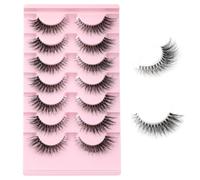 Kiusatig - Lot de 10 paires de faux cils russes - Courbure D - Réutilisables - Hybrides - Aspect naturel
