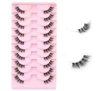 Kiusatig - Lot de 10 paires de faux cils russes - Courbure D - Réutilisables - Hybrides - Aspect naturel