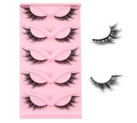 Kiusatig - Lot de 10 paires de faux cils russes - Courbure D - Réutilisables - Hybrides - Aspect naturel