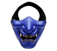 KIUUY55 Demi-masque du diable samouraï | Des couleurs vives et un design unique for une expérience d'Halloween inoubliable.(Blue)