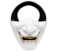 KIUUY55 Demi-masque du diable samouraï | Des couleurs vives et un design unique for une expérience d'Halloween inoubliable.(White)