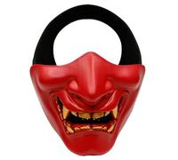 KIUUY55 Demi-masque du diable samouraï | Des couleurs vives et un design unique for une expérience d'Halloween inoubliable.(Red)