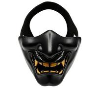 KIUUY55 Demi-masque du diable samouraï | Des couleurs vives et un design unique for une expérience d'Halloween inoubliable.(Black)