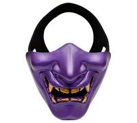 KIUUY55 Demi-masque du diable samouraï | Des couleurs vives et un design unique for une expérience d'Halloween inoubliable.(Purple)