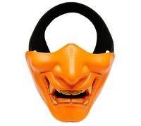 KIUUY55 Demi-masque du diable samouraï | Des couleurs vives et un design unique for une expérience d'Halloween inoubliable.(Orange)