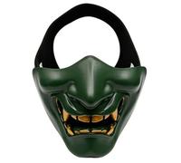KIUUY55 Demi-masque du diable samouraï | Des couleurs vives et un design unique for une expérience d'Halloween inoubliable.(Green)