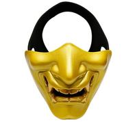KIUUY55 Demi-masque du diable samouraï | Des couleurs vives et un design unique for une expérience d'Halloween inoubliable.(Gold)