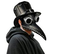 KIUUY55 Masque à nez long oiseau médecin de la peste | Design steampunk unique, parfait for les costumes et les fêtes.(Black+Silver)