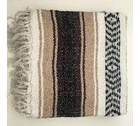 Kiuwxduy Couverture mexicaine tricotée manuelle, pour canapé, tapis de yoga, bohème, extérieur, camping, pique-nique, festival, marron