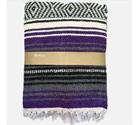 Kiuwxduy Couverture mexicaine tricotée manuellement - Pour canapé, méditation, tapis de yoga, bohème, extérieur, camping, pique-nique, festival, violet